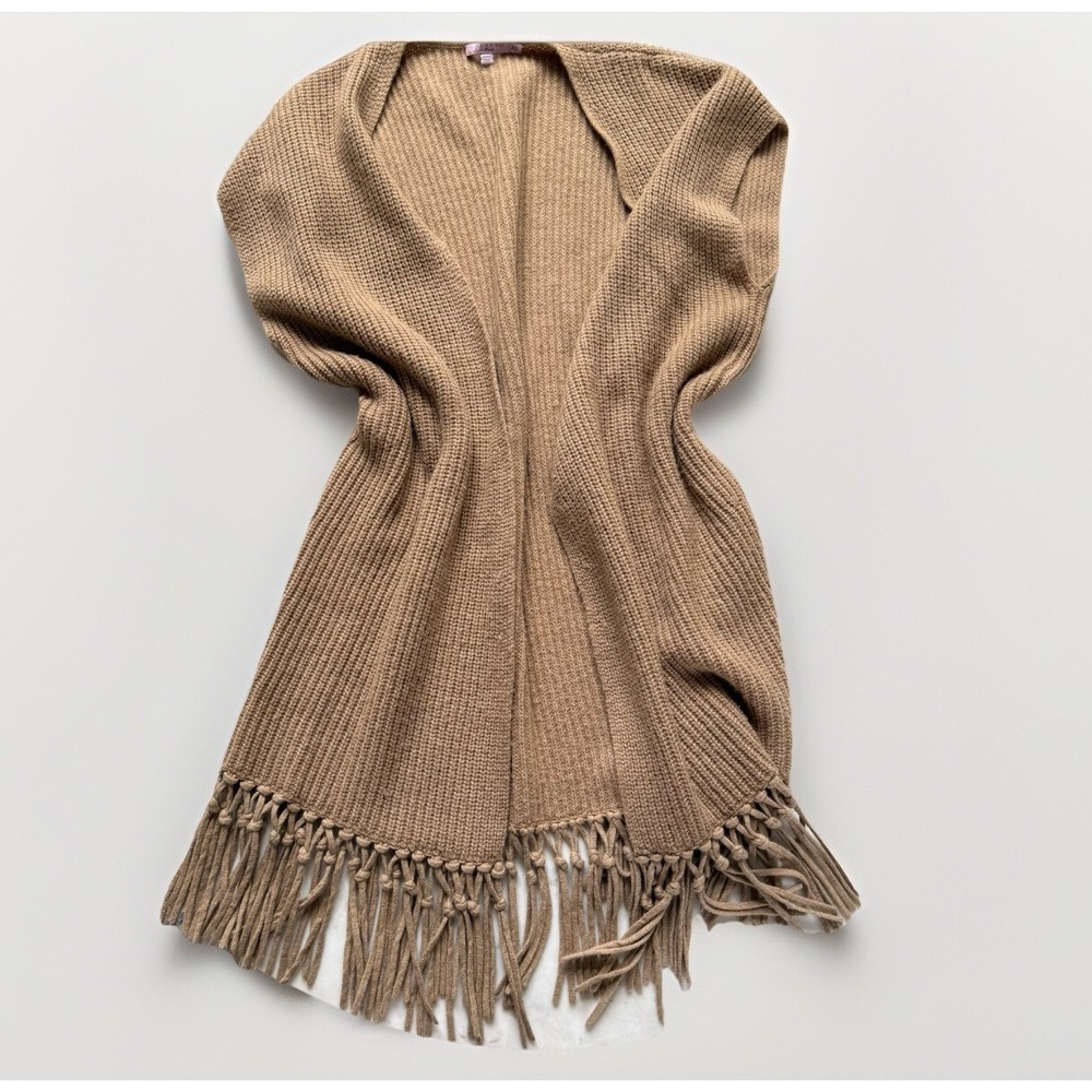 Calypso St Barth Knit Fringe Poncho Alpaca Blend Open Front Boho Western OS